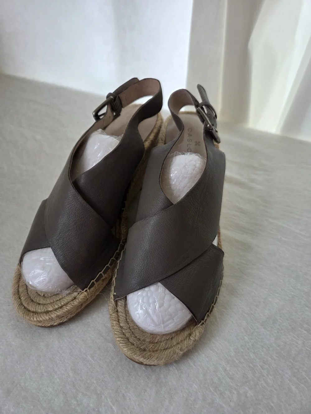 Nordstrom Taupe Gray Crisscross Espadrille Slingback Sandals Quality Leather